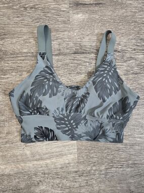 aerie Green Leaf-Print Sports Bralette